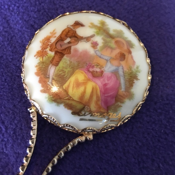 Small Limoges Hand Mirror.  So Sad, I dropped a mirror cracked - bundle only. - Picture 2 of 2